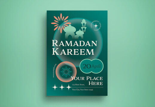 Green Gradient Ramadan Kareem Flyer Layout