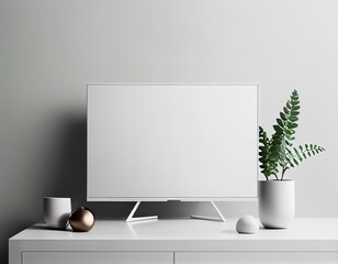 Minimalist Blank TV Screen Mockup, Modern, Simple, and Created with Generative AI