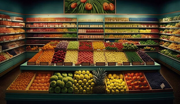 Grocery Store Fruit And Vegetables Generative AI