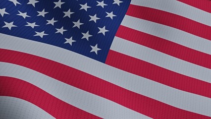 Fototapeta premium close up waving flag of United States of America. 3d illustration flag of United States of America
