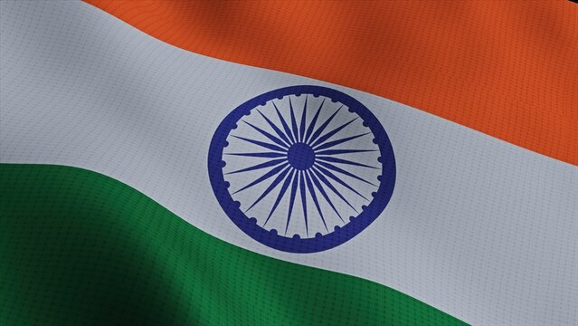 close up waving flag of india. flag symbol of india. 3d illustration flag of india
