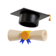 graduation cap diploma 3d icon