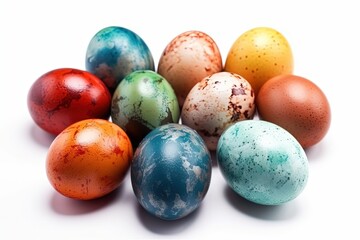 Fototapeta na wymiar colorful Easter egg hunt on a white background. Generative AI