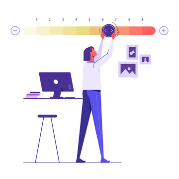 Self assessment, evaluate yourself for personal development or work improvement concept, vector illustration in cartoon style
