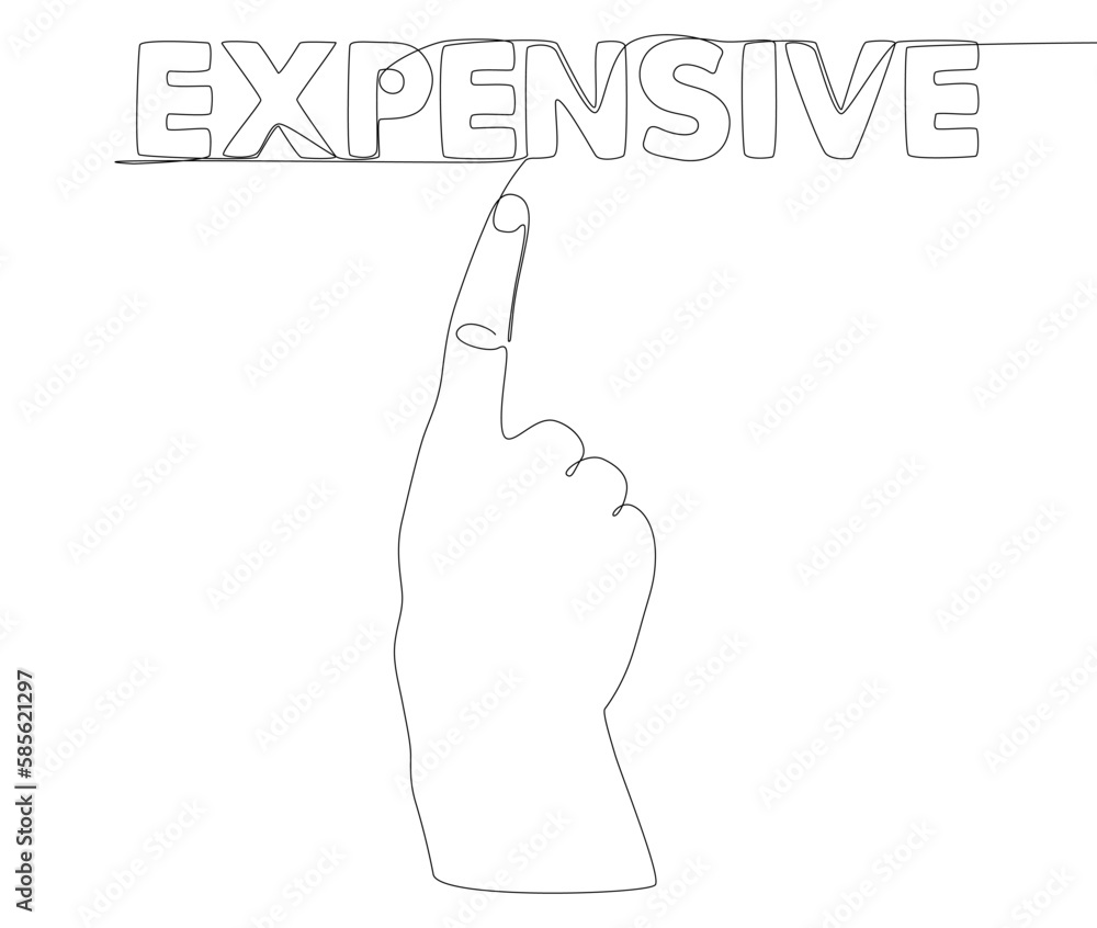 Aufkleber one continuous line of hand with expensive word. thin line illustration vector concept. contour draw
