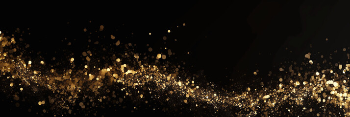 Abstract black background with gold particles, generative AI