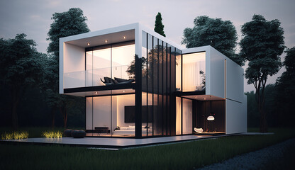 The functional dimension of space home Advanced Minimalism Family Bright and transparent Villa Generative AI