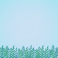 Fototapeta na wymiar Green leaves has the leafs and branch on light blue background with space for greeting cards, blogs, posters, wedding invitations and the other. Concept natural foliage in forest