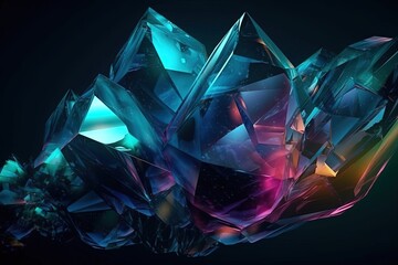 multicolored crystals on a black background. Generative AI