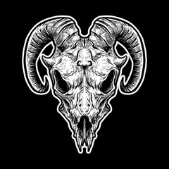 Goat skull hand drawing vector illustration