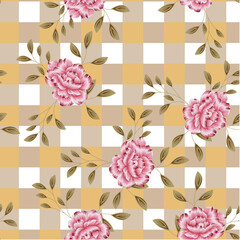seamless flower with Chex design pattern on background