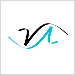 Letter VA line icon black and blue color. Vector Illustration for Icon, Symbol, Logo etc