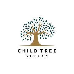 Tree Logo, Life Balance Education Vector, Luxurious Elegant Simple Tree Design, Playground Illustration Icon