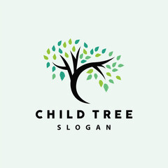 Obraz premium Tree Logo, Life Balance Education Vector, Luxurious Elegant Simple Tree Design, Playground Illustration Icon