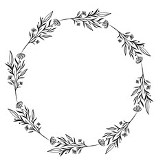 Hand drawn floral wreath illustration