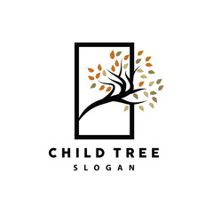 Tree Logo, Life Balance Education Vector, Luxurious Elegant Simple Tree Design, Playground Illustration Icon