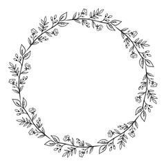 Hand drawn floral wreath illustration
