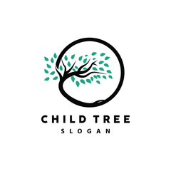 Tree Logo, Life Balance Education Vector, Luxurious Elegant Simple Tree Design, Playground Illustration Icon