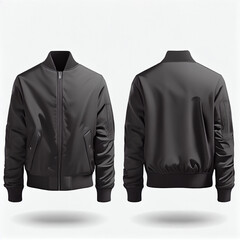 high quality black oversize blouson, mockup front and back side, white background, Generative AI