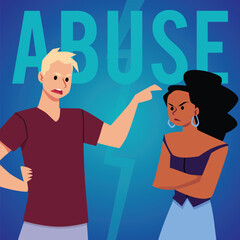 Fototapeta na wymiar Squared banner about abuse, bad relationship flat style, vector illustration