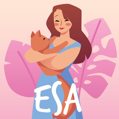 Emotional support animal poster template, flat vector illustration.