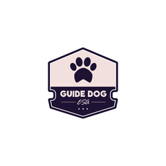 Guide dog badge or sticker, flat vector illustration isolated on white background.