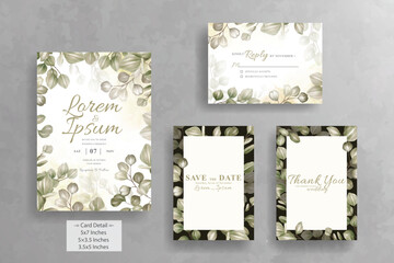Set of Greenery Floral Frame Wedding Invitation Card Template