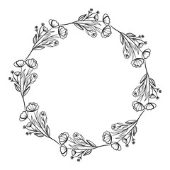 Hand drawn floral wreath illustration