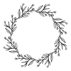 Hand drawn floral wreath illustration