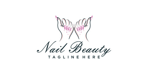 Logo nail beauty or nail polish icon logo design for beauty salon with unique concept Premium Vector