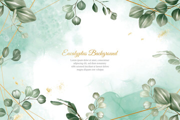 greenery wedding invitation design with eucalyptus arrangement