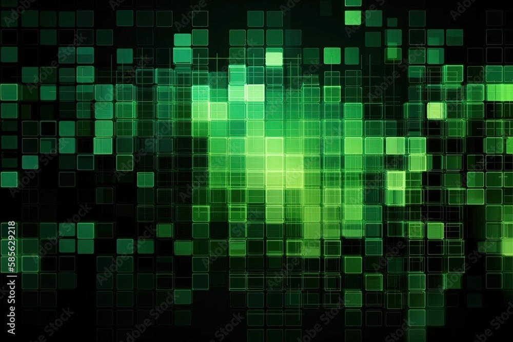 Poster green abstract background with squares. generative ai
