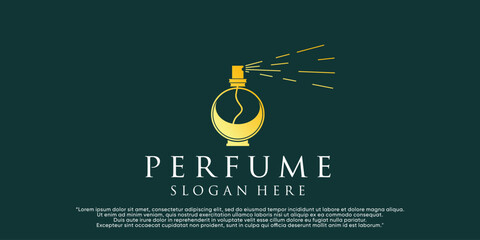 Vector minimalist simple bottle perfume logo with design unique Premium Vector - obrazy, fototapety, plakaty
