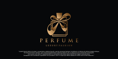 Vector minimalist simple bottle perfume logo with design unique Premium Vector