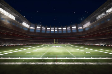 The stadium at night with bright lights, generative AI