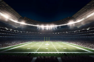 Fototapeta na wymiar The stadium at night with bright lights, generative AI