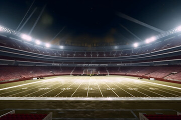 Fototapeta na wymiar The stadium at night with bright lights, generative AI