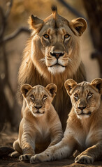 Fototapeta na wymiar lion family from Africa 