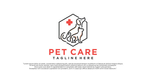 Pet care style icon logo design with creative concept Premium Vector