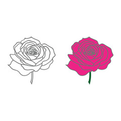 Beautiful Roses Coloring Page Vector using the invitation card and child coloring book.