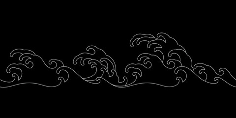 oriental wave seamless wallpaper line art