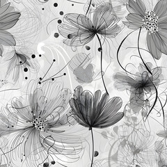 organza, floral, gray ,lines, splashes, wallpaper, texture ,repeating pattern,flower beauty summer design , Ai generated 