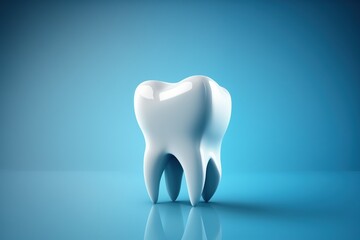 3d tooth isolated on light blue background