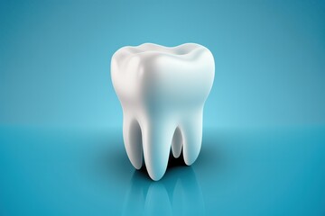 3d tooth isolated on light blue background