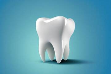3d tooth isolated on light blue background