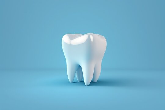3d tooth isolated on light blue background