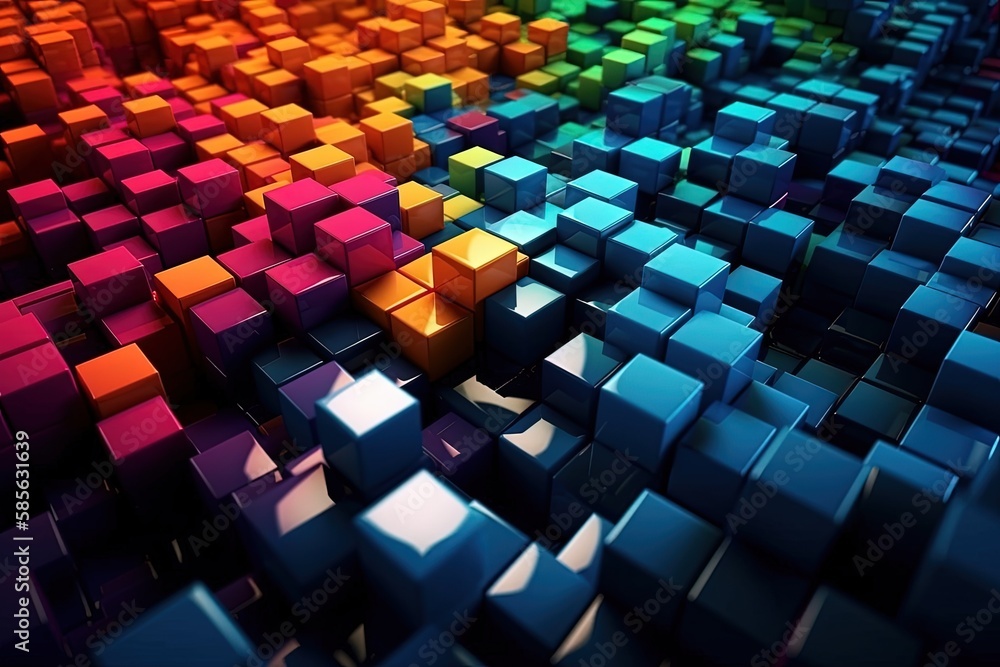 Poster colorful cube set. generative ai