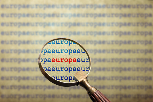 Das Wort Europa markiert in rot