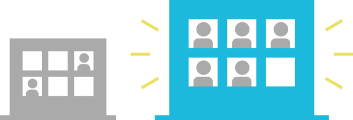 入居者が多いマンション・アパート／にぎやか　騒がしい　人気／ベクター素材　グレーver.