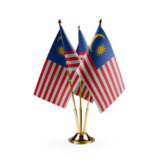 Small national flags of the Malaysia on a white background